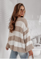 Pullover oversize w paski Place Like Home Beige