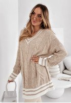 Ozdobnie pleciony Pullover Winter Wish Beige