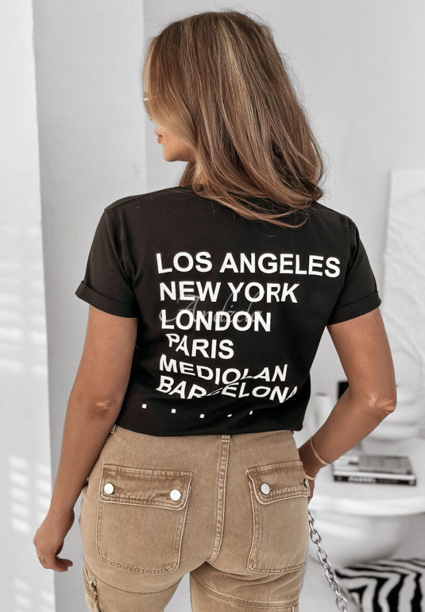 T-Shirt mit Print World Cities Schwarz