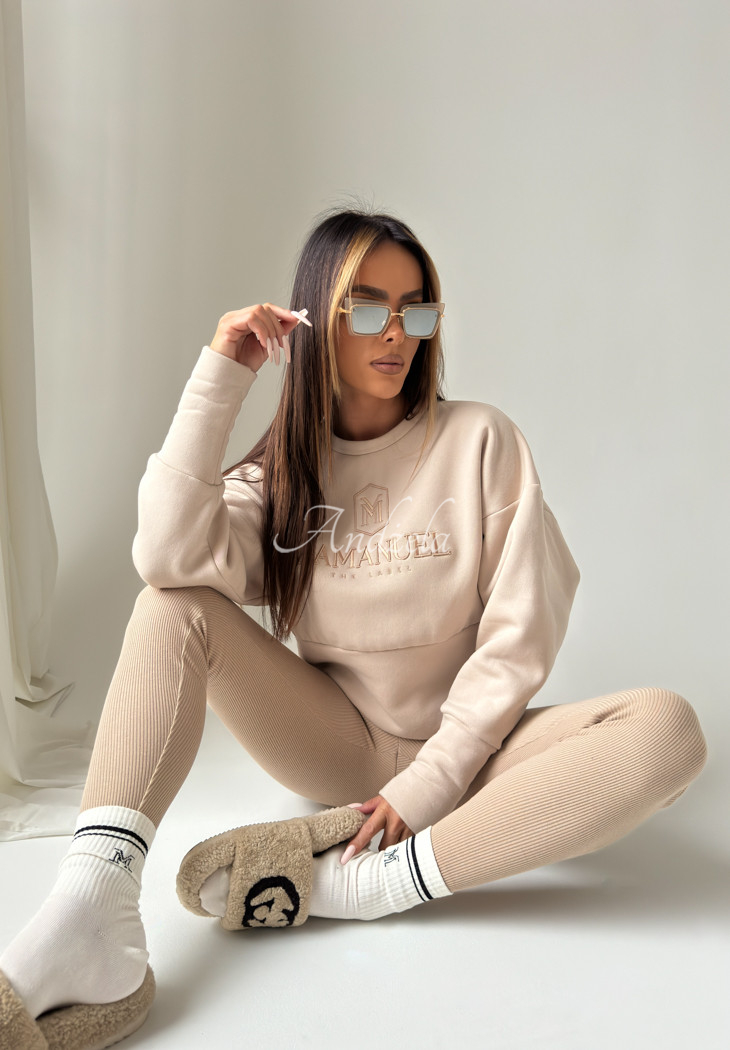 Sweatshirt mit Stickerei La Manuel Lift Me Beige