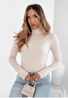 Dopasowany Pullover z golfem Solange hellbeige