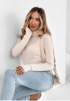 Dopasowany Pullover z golfem Solange hellbeige