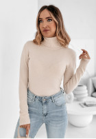 Dopasowany Pullover z golfem Solange hellbeige