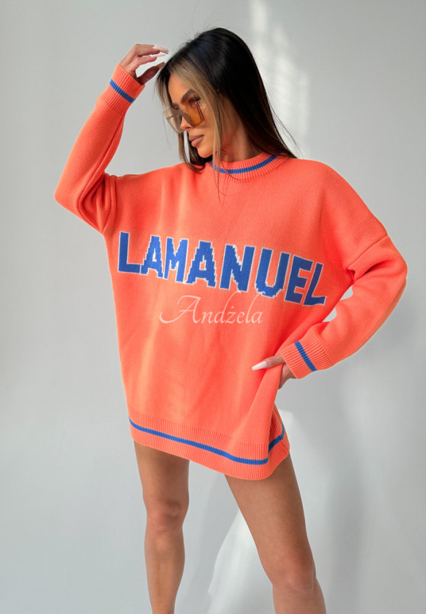 Oversize-Pullover mit Aufschrift La Manuel Draw Line Orange