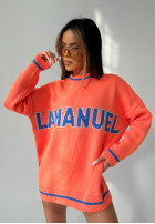 Pullover oversize z napisem La Manuel Draw Line Orange