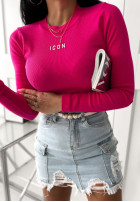 Prążkowana Bluse Icon Neon Rosa