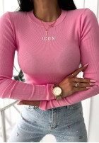 Gerippte Bluse Icon Rosa