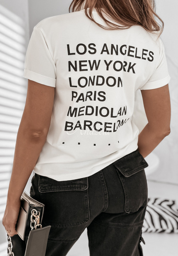 T-Shirt mit Print World Cities Ecru