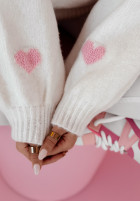 Pullover oversize w serca Hearts All Over ecru