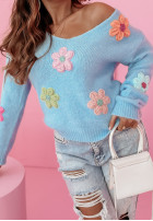 Pullover oversize w kwiaty Daisy Diva Blau