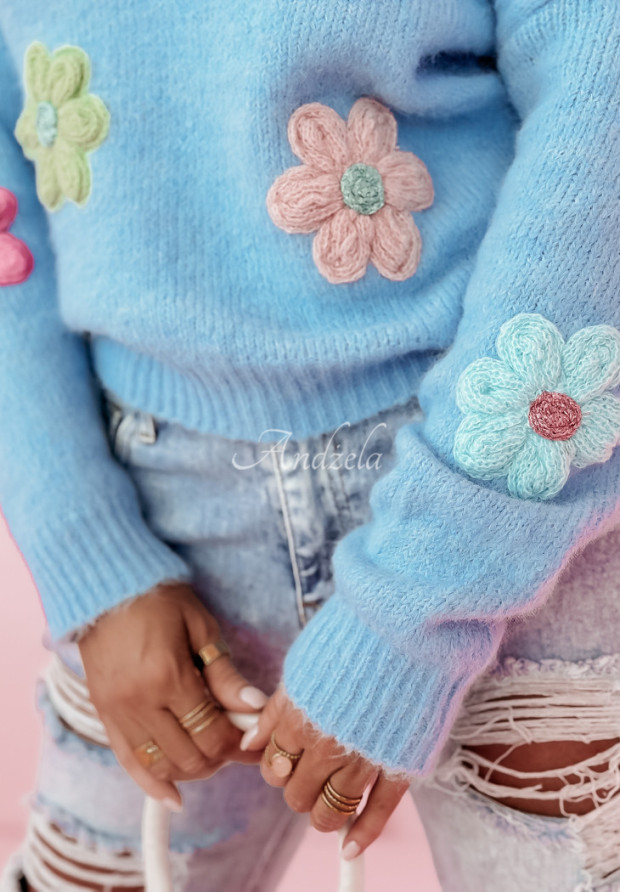 Oversized Pullover mit Blumenmuster Daisy Diva Blau