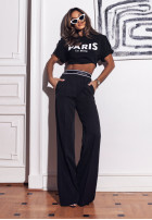 Eleganckie Trousers wide leg Sunshine Elegance in black