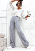 Eleganckie Trousers wide leg Glamour Flow in grey