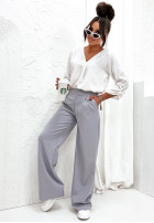 Eleganckie Trousers wide leg Glamour Flow in grey