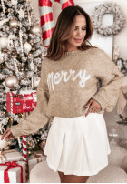 Świąteczny Pullover z napisem Merry Camel