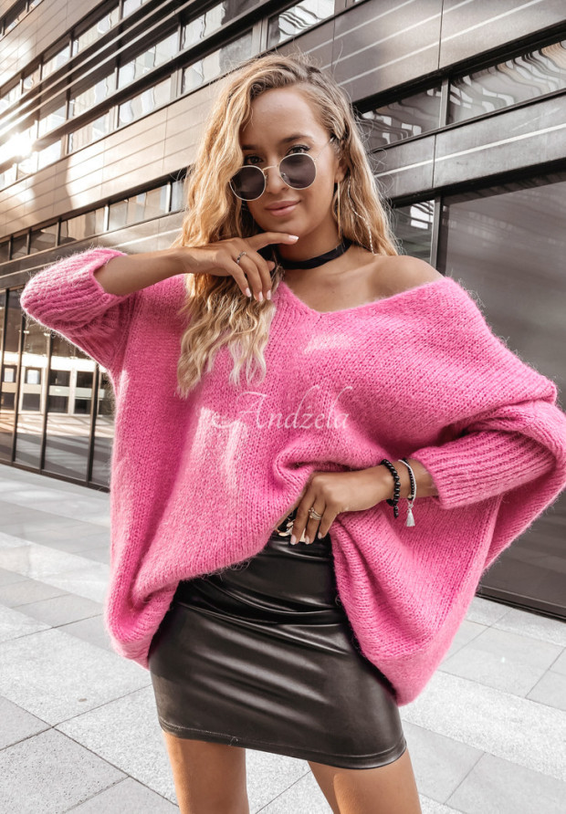 Oversize-Pullover mit V-Ausschnitt Tobby Rosa