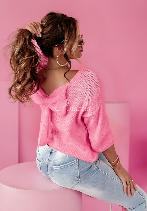Oversize-Pullover mit Schleife Too Cute To Be True Rosa