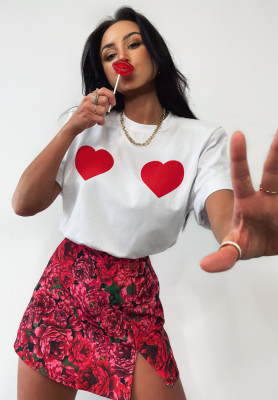 T-Shirt mit Aufdruck La Milla Two Hearts Weiß