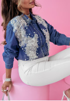 Jeans Hemd z ozdobnymi aplikacjami Sparkles & Lace Blau