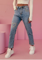 Hose Jeans z kryształkami Little Hearts Hellblau