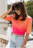 T-Shirt z efektem omre Rainbow Splash pomarańczowo-Rosa