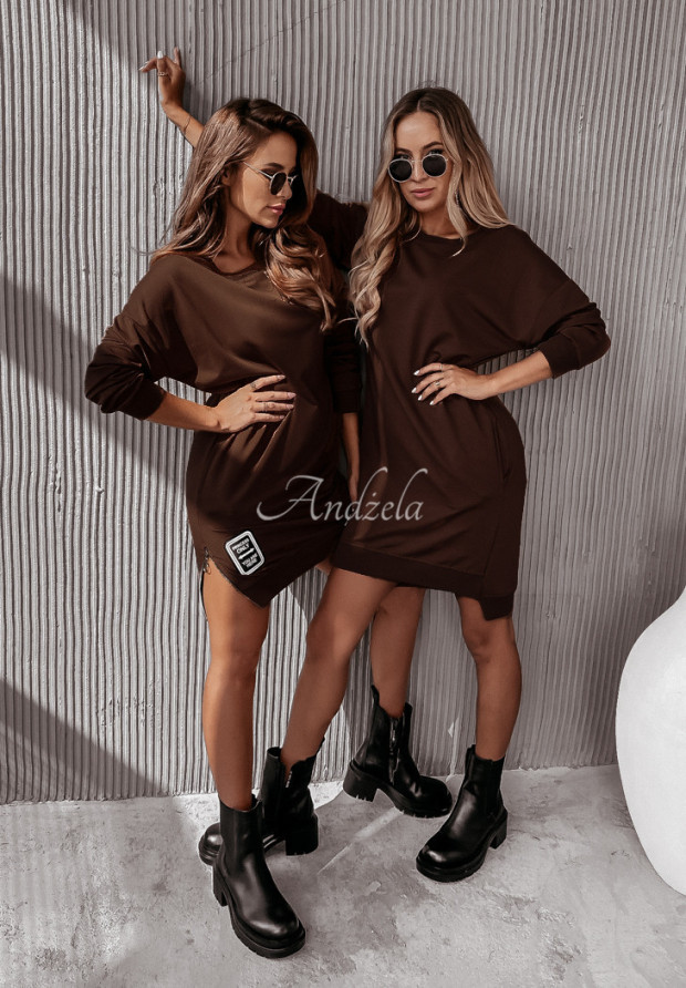 Sweatshirt-Kleid Oversize Only Schokoladenbraun