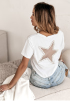 T-Shirt z ozdobną aplikacją Astral Aura Weiß