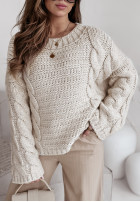 Ozdobnie pleciony Pullover oversize Cocomore Sweet Dreams hellbeige