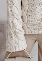 Ozdobnie pleciony Pullover oversize Cocomore Sweet Dreams hellbeige