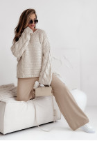 Ozdobnie pleciony Pullover oversize Cocomore Sweet Dreams hellbeige