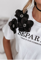 T-Shirt z nadrukiem i kwiatami Common Weiß
