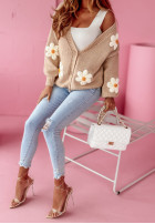 Cardigan oversize z kwiatami Spring Garden Beige