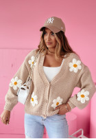 Cardigan oversize z kwiatami Spring Garden Beige