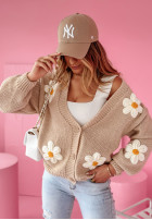 Cardigan oversize z kwiatami Spring Garden Beige