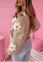 Cardigan oversize z kwiatami Spring Garden Beige