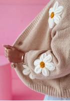 Cardigan oversize z kwiatami Spring Garden Beige