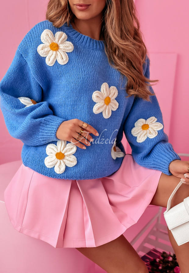 Oversize Pullover mit Blumen Garden Delight Blau