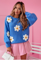 Pullover oversize z kwiatami Garden Delight Blau