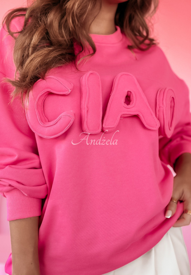 Oversize Sweatshirt mit Aufschrift Ciao Rosa