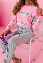 Pullover oversize z napisami Amour Amour Rosa