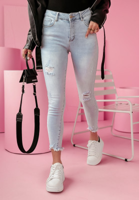 Skinny-Jeans mit Destroyed-Effekten Classic Cuts hellblau