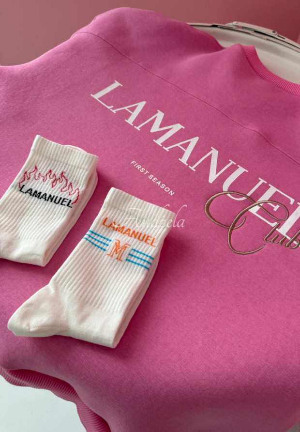 Lange Socken mit Aufschrift La Manuel Fire Up Ecru