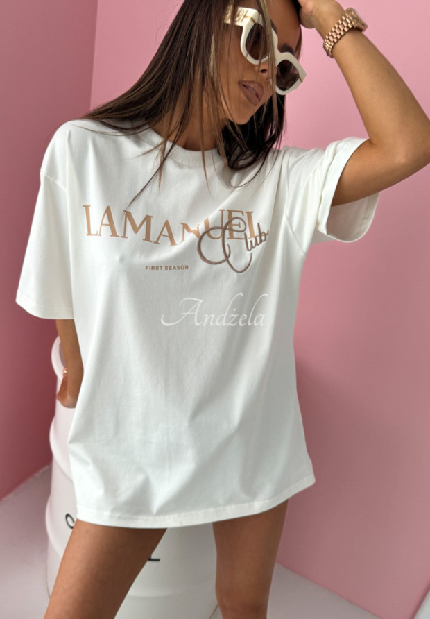 T-Shirt mit Print La Manuel Club Ecru