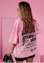 Długi T-shirt z nadrukiem The Road Makers Rosa