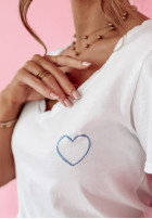 T-Shirt z dekoltem You Need My Love Weiß