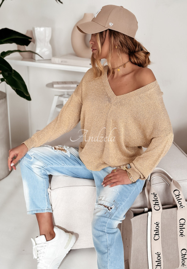 Oversize-Pullover mit Ausschnitt Splendid Gold