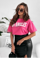 T-Shirt oversize z nadrukiem LA California Rosa