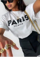 T-Shirt z nadrukiem Paris Weiß