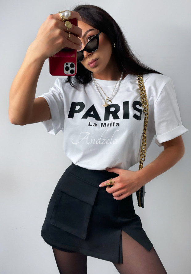 T-Shirt mit Print Paris  Weiß