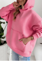 Sweatshirt z kapturem i kieszenią kangurką Positivity Power Rosa
